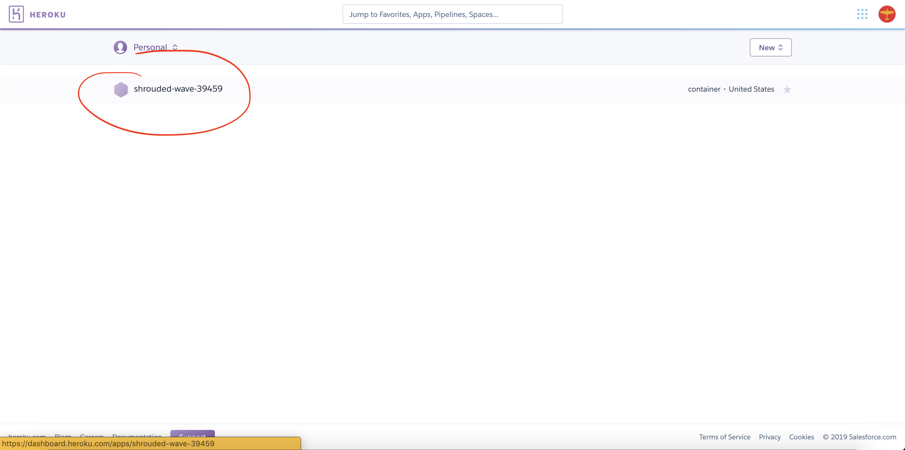 Figure 1-0: Circle indicating that user should select on their project name